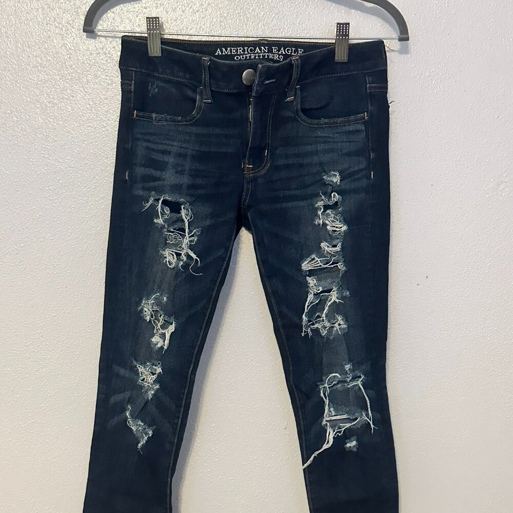 American Eagle Outfitters Women's Distressed 360 Super Stretch Jeggings.